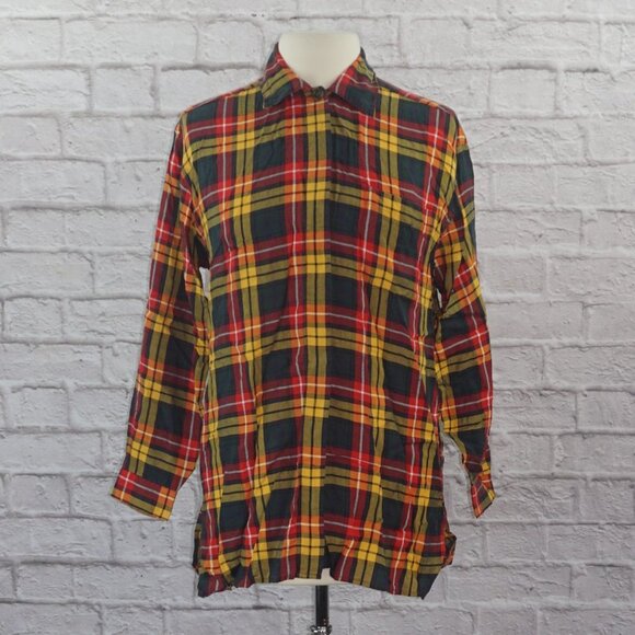 Vintage 90s Plaid Boyfriend Oversized Flannel - Picture 1 of 7